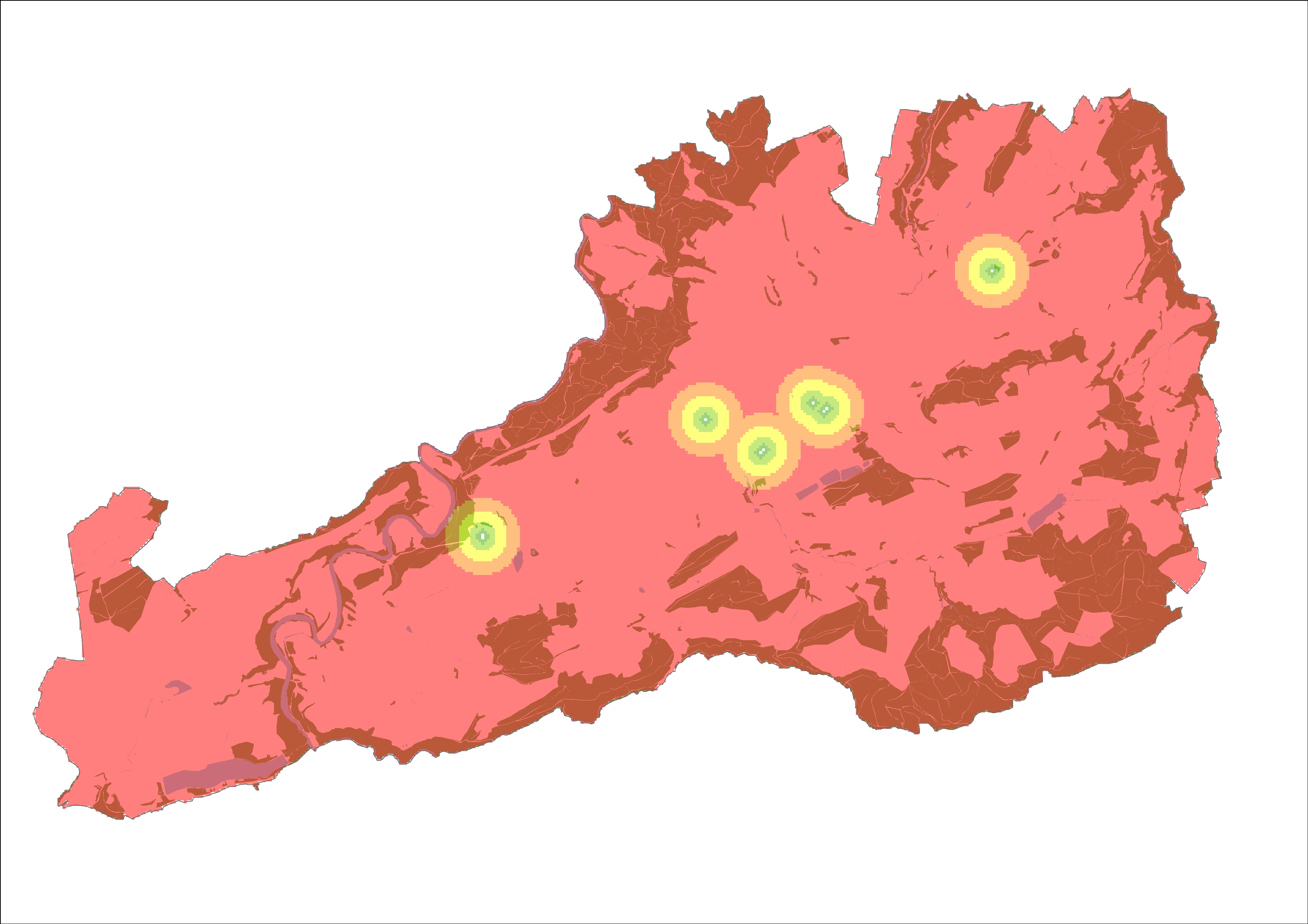 Karte aus ArcGIS:Standort der heutigen Alterswohungen