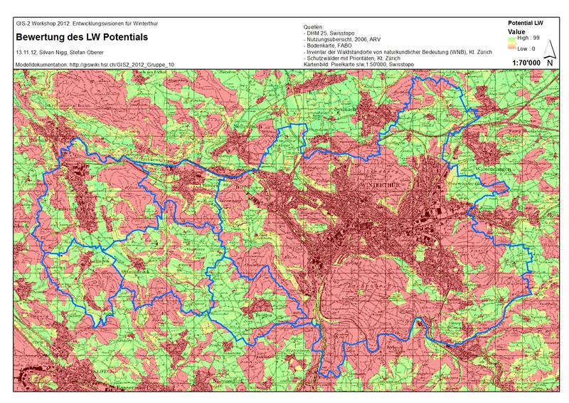 Potentialkarte Landwirtschaft, 1:70'000
